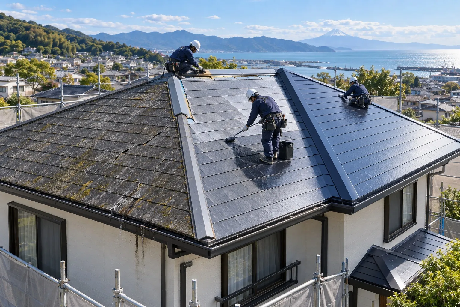 焼津市で屋根塗装・屋根修繕を行う流れと施工イメージ｜スレート劣化・雨漏り・棟板金のビフォーアフター解説 スゴシアブログ